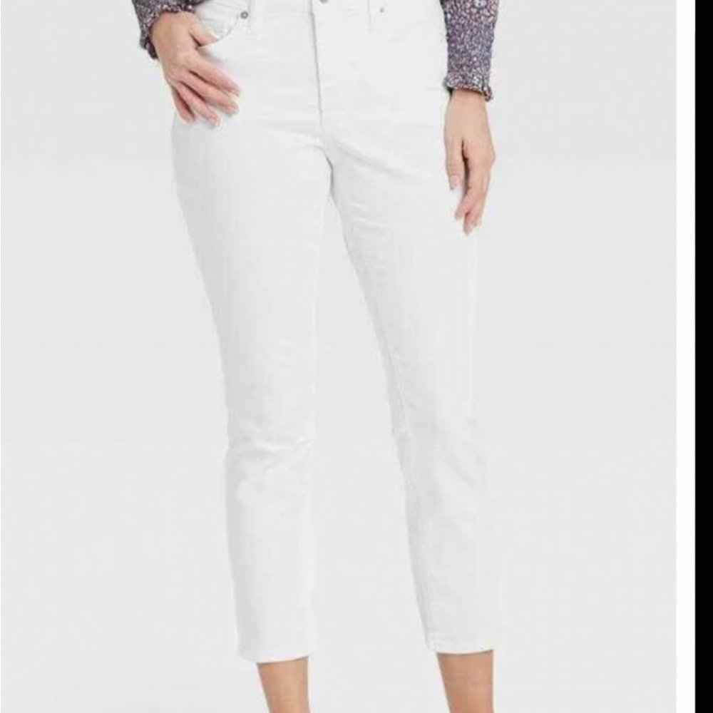 New Universal Thread High Rise Skinny Crop White Jeans Size 16/33R